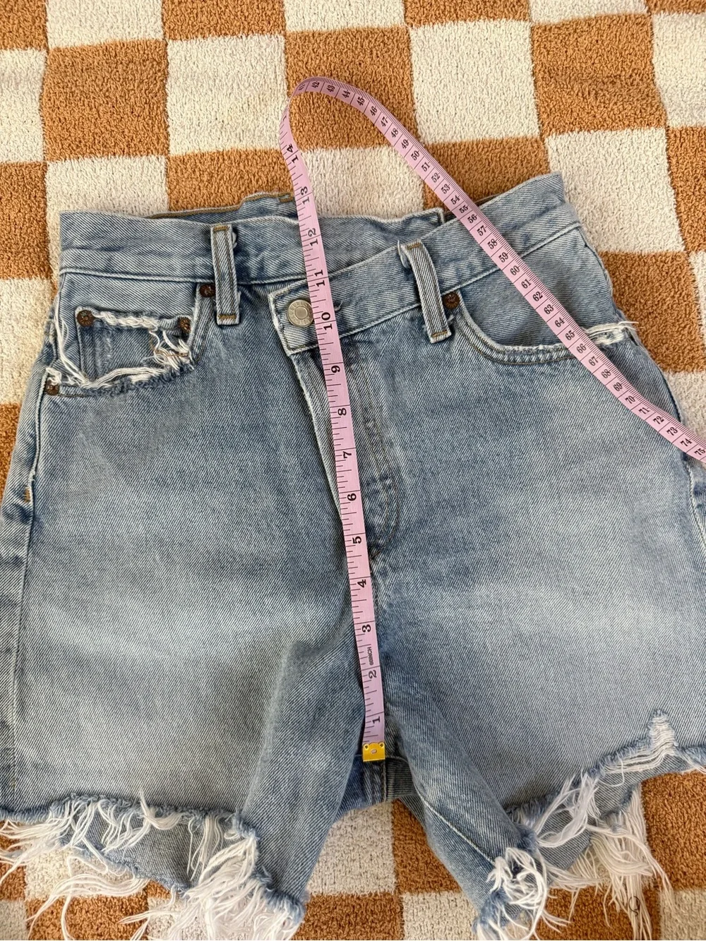 Agolde criss cross denim shorts
